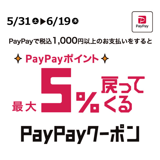 PayPayポイント最大５％戻ってくる！キャンペーン
